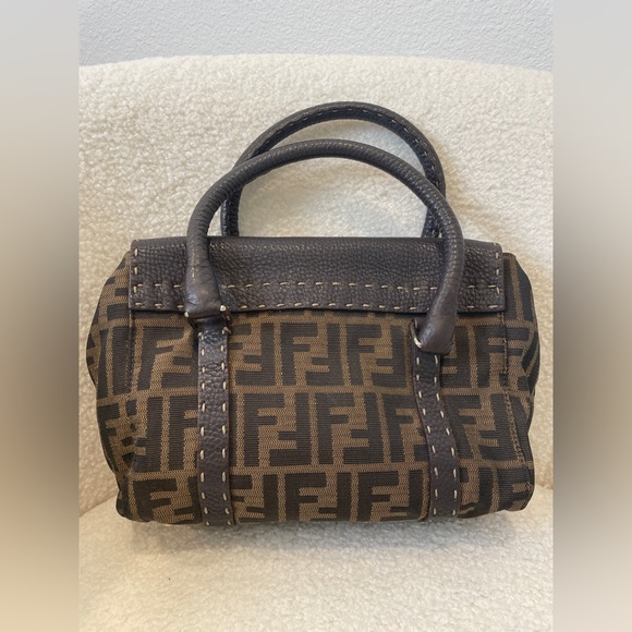 Fendi Selleria handbag in brown monogram canvas and brown grained leather - Picture 3 of 13